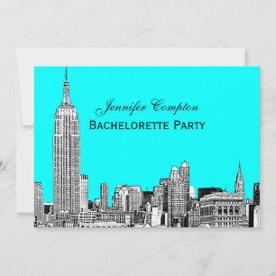 NYC Skyline 01 Etched DIY BG Color Bachelorette Kaart