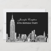 NYC Skyline 01 Etched DIY BG Colour Birthday Party Kaart (Voorkant)