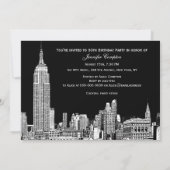 NYC Skyline 01 Etched DIY BG Colour Birthday Party Kaart (Achterkant)