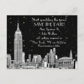 NYC Skyline 01 Etched DIY BG Starry Save the Date Aankondigingskaart (Voorkant)