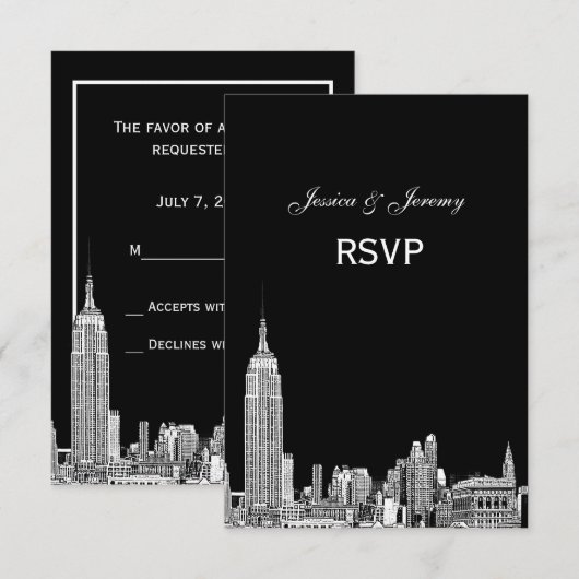 NYC Skyline 01 Etched RSVP #2 (Voorkant / Achterkant)