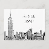 NYC Skyline 01 Etched White RSVP 1