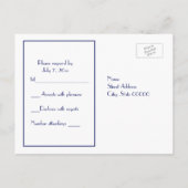 NYC Skyline 01 Etched White RSVP 1Blue Uitnodiging Briefkaart (Achterkant)
