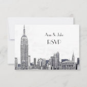 NYC Skyline 01 Etched White RSVP #2 (Voorkant)