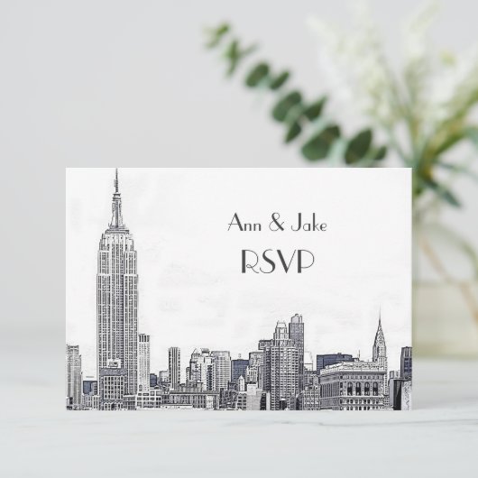 NYC Skyline 01 Etched White RSVP #2 (Staand voorkant)
