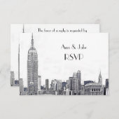 NYC Skyline 01 Etched White RSVP #2 (Voorkant / Achterkant)