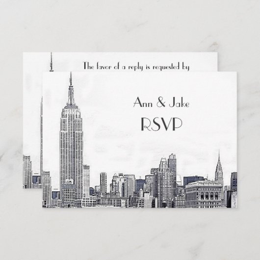 NYC Skyline 01 Etched White RSVP #2 (Voorkant / Achterkant)