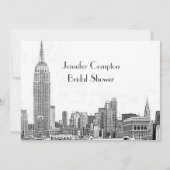 NYC Skyline 01 Etched Wht Vrijgezellenfeest Kaart (Voorkant)
