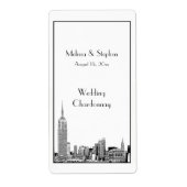 NYC Skyline 01 Etched Wine Label (Voorkant)