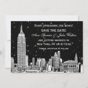 NYC Skyline 01 Etsen DIY BG Kleur Save the Date Bl