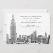 NYC Skyline 01 geëtst wht verlovingsfeest Kaart (Achterkant)