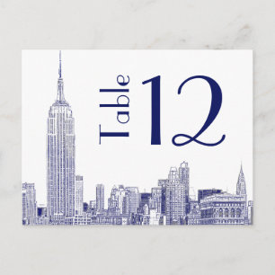 NYC skyline 01 geëtste tafel nummer Kaart blauw