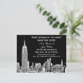 NYC Skyline 01 Uitgebreide DIY BG Kleur sparen de  Aankondigingskaart (Staand voorkant)