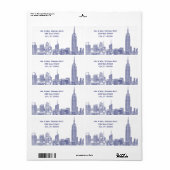 NYC Skyline 01A Etched Address Label Blue (Full Sheet)