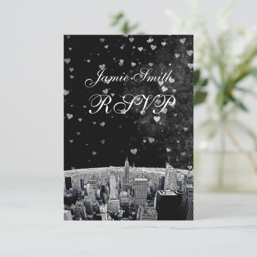 NYC Skyline #2 Black Whart RSVP Kaartje (Staand voorkant)