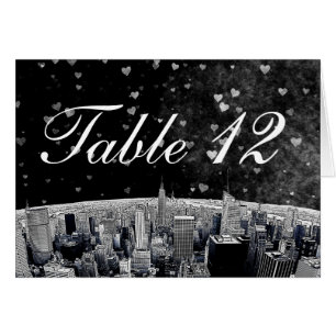 NYC Skyline #2 Black Whart Table Number