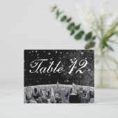 NYC Skyline #2 Black Whart Table Number Briefkaart (Staand voorkant)