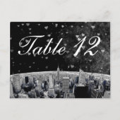 NYC Skyline #2 Black Whart Table Number Briefkaart (Voorkant)