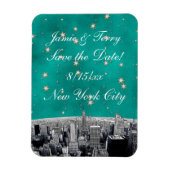 NYC Skyline 2 Blauwgroen Gold Star bewaart de datu Magneet (Verticaal)