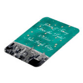 NYC Skyline 2 Blauwgroen Gold Star bewaart de datu Magneet (Linkerzijde)