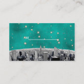 NYC Skyline 2 Blauwgroen Gold Star-kaarten Plaatskaartje (Achterkant)