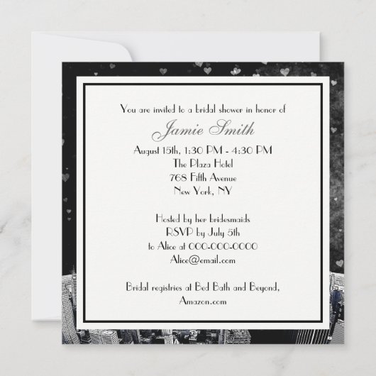 NYC Skyline #2 Blk Whart Vrijgezellenfeest Kaart (Achterkant)