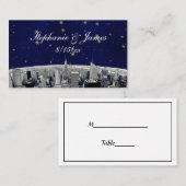 NYC Skyline 2 Blue Gold Star Escort-kaarten Plaatskaartje (Voorkant / Achterkant)