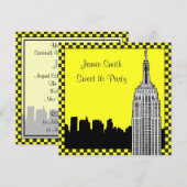 NYC Skyline 2 Ets ESB Geruite Taxi Sweet 16 Kaart (Voorkant / Achterkant)