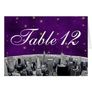 NYC Skyline 2 Paars Gold Star Table Number