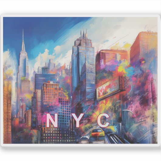 NYC Skyline Abstracte kunst Sticker (Voorkant)