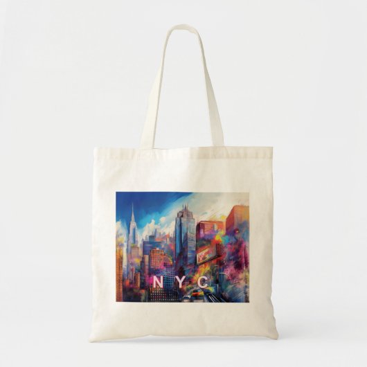 NYC Skyline Abstracte kunst Tote Bag (Voorkant)