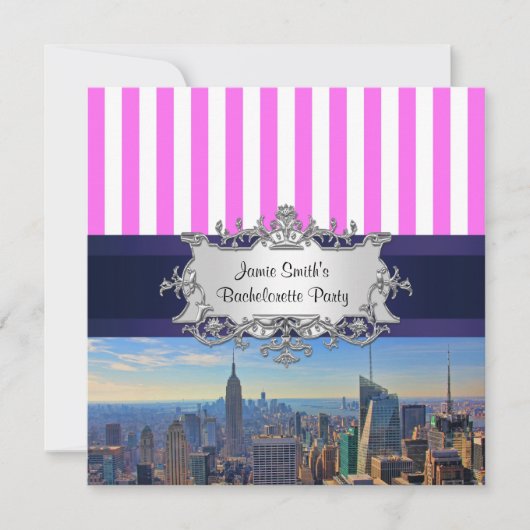 NYC Skyline B2 Bachelorette Party Invitation Kaart (Voorkant)