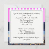 NYC Skyline B2 Roze witte streep Vrijgezellenfeest Kaart (Achterkant)