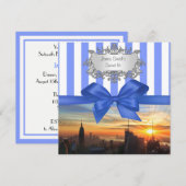 NYC Skyline bij Sunset Sweet 16 Party uitnodiging (Voorkant / Achterkant)