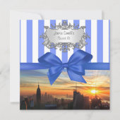 NYC Skyline bij Sunset Sweet 16 Party uitnodiging (Voorkant)
