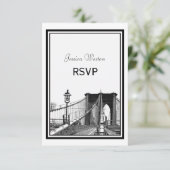 NYC Skyline Bklyn Bridge #2 Etched RSVP (Staand voorkant)