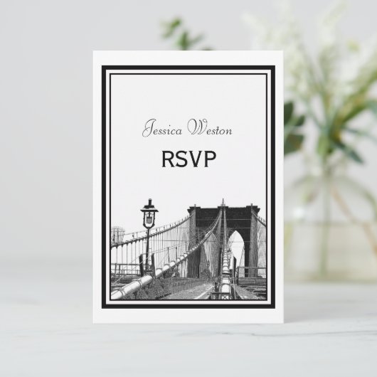 NYC Skyline Bklyn Bridge #2 Etched RSVP (Staand voorkant)