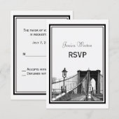 NYC Skyline Bklyn Bridge #2 Etched RSVP (Voorkant / Achterkant)