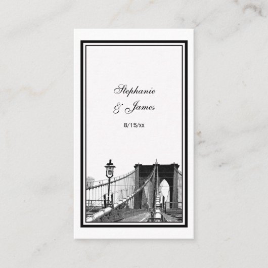 NYC Skyline Bklyn Bridge #2 Uitgebreide Place Card Plaatskaartje (Voorkant)