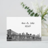 NYC Skyline Bklyn Bridge geëtched #2H RSVP (Staand voorkant)