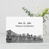 NYC Skyline Bklyn Bridge geëtched #2H Weddenschap Kaart (Staand voorkant)