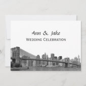 NYC Skyline Bklyn Bridge geëtst #2SQH bruiloft Kaart (Voorkant)