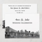 NYC Skyline Bklyn Bridge geëtst #2SQH bruiloft Kaart (Voorkant / Achterkant)