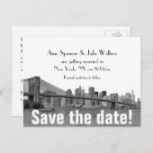 NYC Skyline Blyn Bridge Ets De datum opslaan Aankondigingskaart (Voorkant / Achterkant)