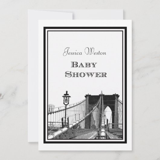 NYC Skyline Brooklyn Bridge #2 DIY Baby shower Kaart (Voorkant)