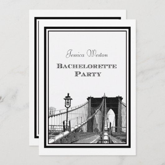 NYC Skyline Brooklyn Bridge #2 DIY Bachelorette Kaart (Voorkant / Achterkant)