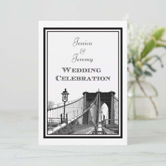NYC Skyline Brooklyn Bridge #2 DIY bruiloft Kaart (Staand voorkant)