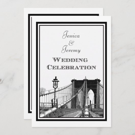 NYC Skyline Brooklyn Bridge #2 DIY bruiloft Kaart (Voorkant / Achterkant)