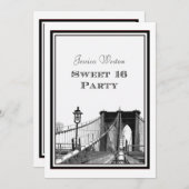 NYC Skyline Brooklyn Bridge #2 DIY Sweet 16 Kaart (Voorkant / Achterkant)