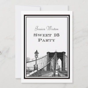 NYC Skyline Brooklyn Bridge #2 DIY Sweet 16 Kaart